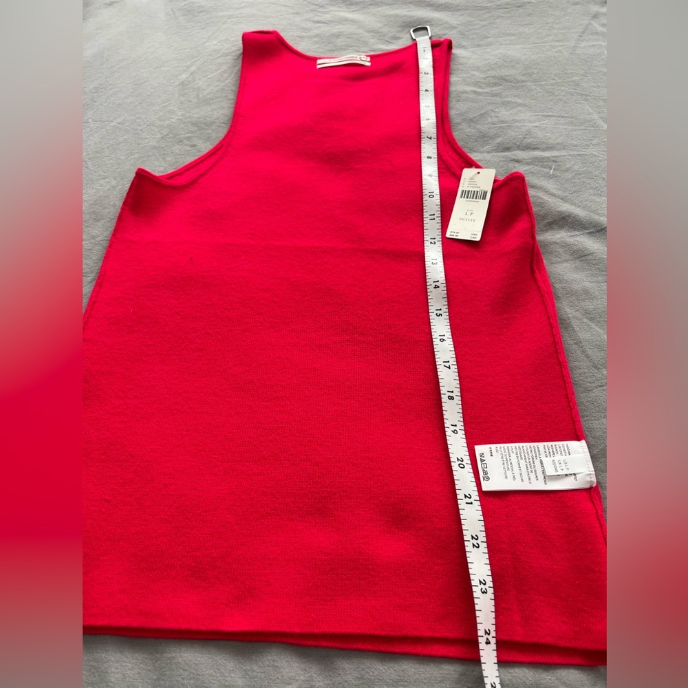 Anthropologie High Neck Tank Top Shirt Womens L LP Petite Neon Pink Red Coral - Picture 15 of 16